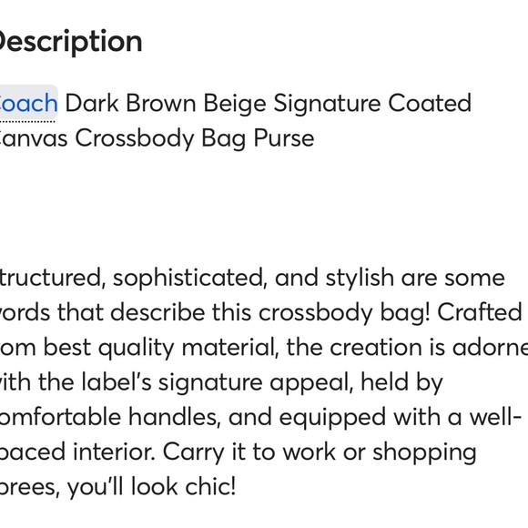 Coach Crossbody Brown/Beige Signature Coated Canvas Purse. Authentic I.D. # - Picture 15 of 16